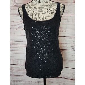 NY & Company Black Sequin Tank Top Women's Size M Sparkly Sleeveless Blouse